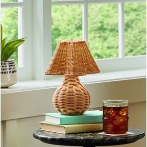 Better Homes & Gardens 9" Rattan Cordless Rechargeable Portable Lamp